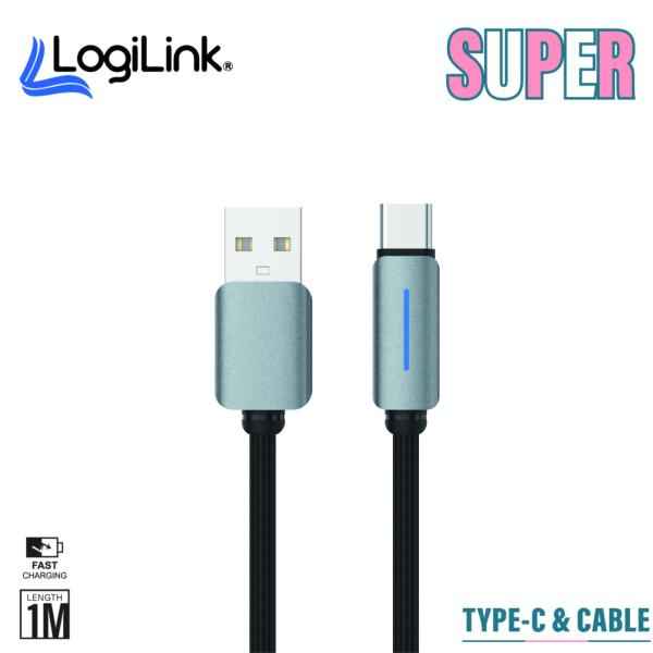 LOGILINK USB TO TYPE C NYLON FAST CHARGING DATA CABLE