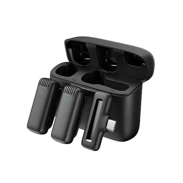 J13 Type‑C dual wireless lavalier mic w/ charging case for video recording