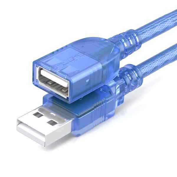 USB EXTENSION MALE TO FEMALE 2.0 CRYSTAL BLUE (IMPORTED CABLE)