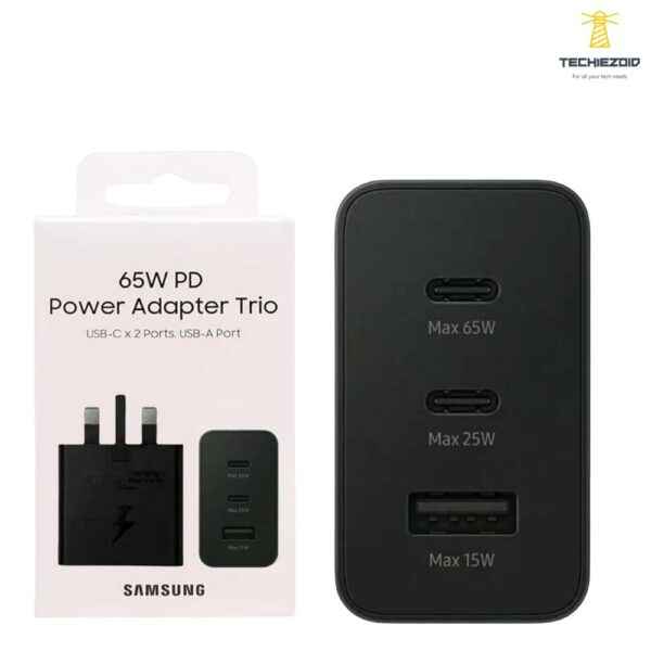 65W SAMSUNG UK PIN PD POWER ADAPTOR TRIO USB C x 2PORTS