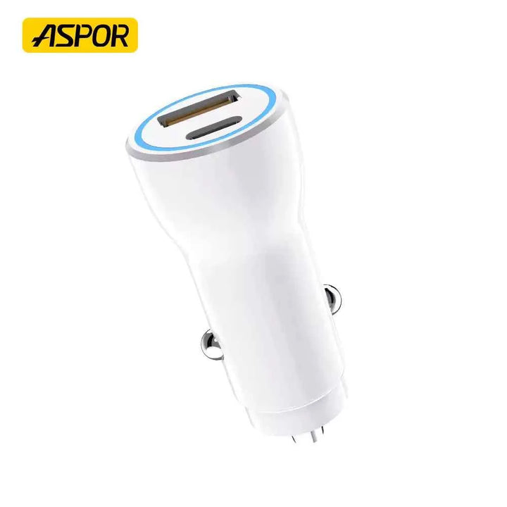 ASPOR A910 FAST CAR CHARGER QC 3.0 DUAL ALUMINUM METAL 38W