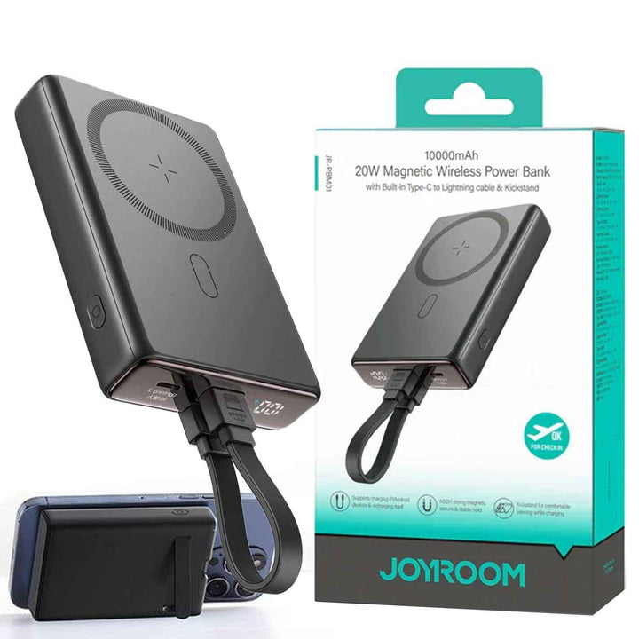 Joyroom JR‑PBM01 20W wireless power bank 10000mAh w/ built‑in cable & kickstand