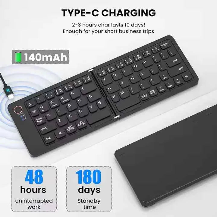B023 11 INCH FOLDABLE & RECHARGEABLE BLUETOOTH KEYBOARD