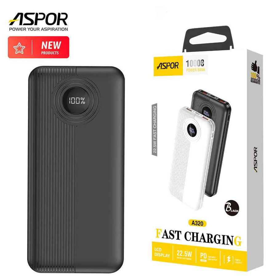 Aspor A320 power bank with display 22.5W PD + QC 3.0 10000mAh