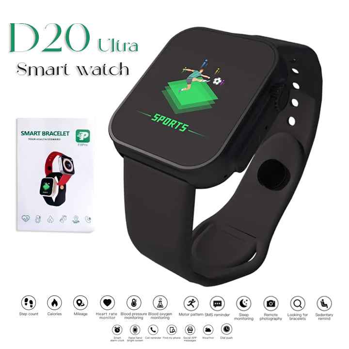 D20 ULTRA FITNESS BRACELET BLOOD PRESSURE BLUETOOTH HEART RATE MONITOR WITH FITPRO APP