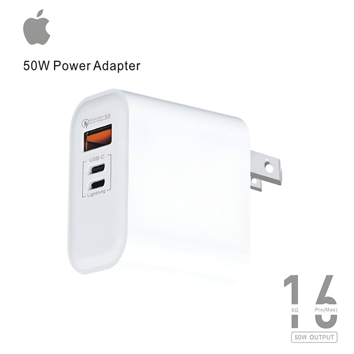 IPHONE 16 PRO MAX 50W POWER ADAPTER WITH 3 PORTS